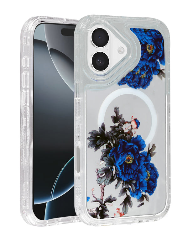 Encuentra la mejor funda transparente Flower Design con cargador wireless para iPhone 17 en Guatemala.