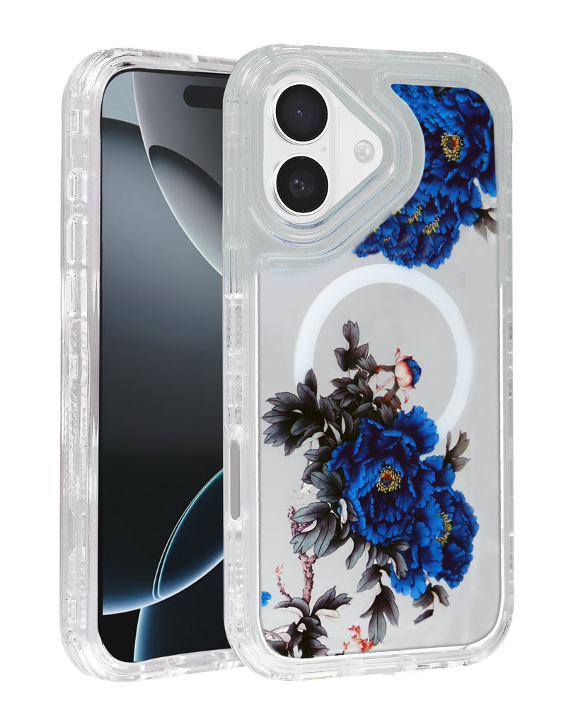 Encuentra la mejor funda transparente Flower Design con cargador wireless para iPhone 17 en Guatemala.