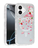Compra la tapa trasera Flower Design transparente con cargador wireless para iPhone 17 en Guatemala.