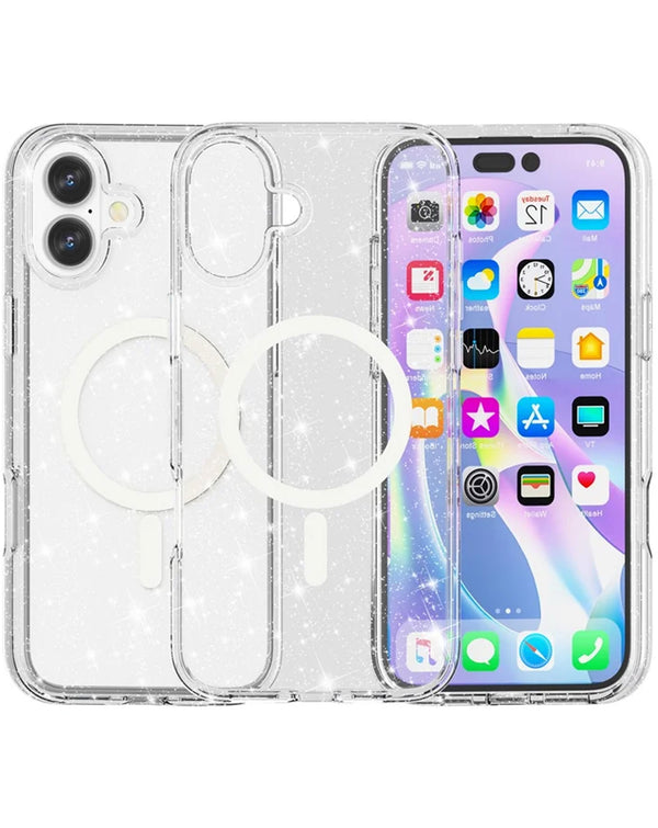 Funda protectora ultra glossy con magsafe iPhone 17 GLITTER CLEAR
