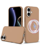 Funda de silicona sólida y suave con carga inalámbrica para iPhone 17 en Guatemala, disponible en color café de la marca SlowBack.