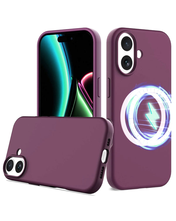 Funda de silicona solida suave con carga inalambrica iPhone 17 (MAROON)