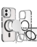Funda magnetica transparente delgada con soporte para camara kickstand iPhone 17