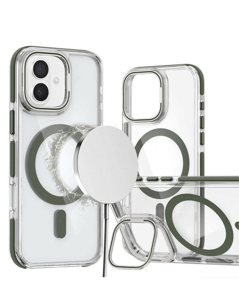 Funda magnetica clara fina con soporte de camara iPhone 17 (Gris)