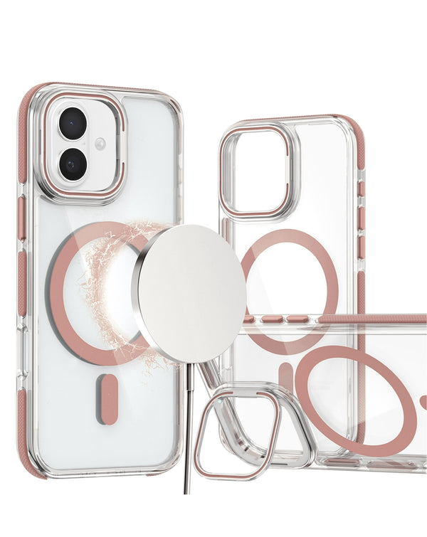 Encuentra la funda transparente magnética delgada con soporte para cámara para iPhone 17 en Guatemala.