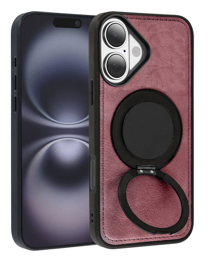Funda de cuero con carga inalámbrica y soporte para iPhone 17 en Guatemala.