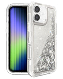 Protege tu iPhone 17 con estilo con esta funda bumper glitter líquido plateado en Guatemala.