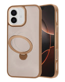 Encuentra la funda de lujo magnética para iPhone 17 en Guatemala con portador de anillo en color marrón.