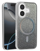 Funda delgada con carga inalambrica Bling Diamond Crystal iPhone 17 Blanco