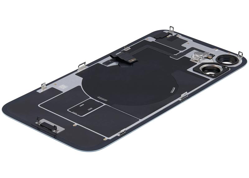 Tapa trasera con placa de acero con carga inalambrica NFC MagSafe y flex de linterna compatible con iPhone 16 Plus USADA