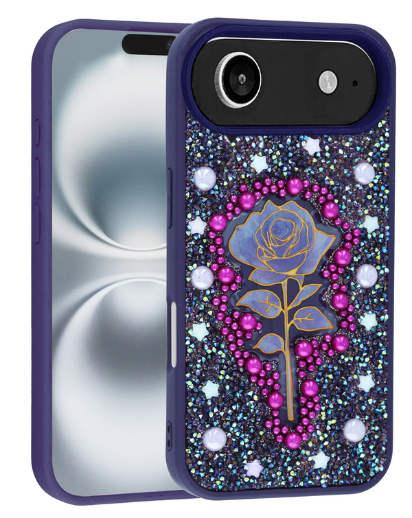 Funda de cristal Diamond Rose Crystal para iPhone Air en color morado oscuro en Guatemala.
