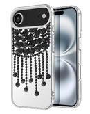 Funda de lujo con colgante diamante y borla cristal iPhone Air Negro