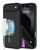 Funda de diseno de cuero full cover con carga inalambrica iPhone Air (Negro)