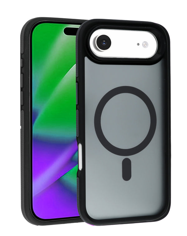 Protége tu iPhone Air con estilo con esta funda bicolor magnética y translúcida en color negro, disponible en Guatemala.