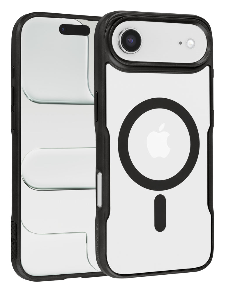 Funda magnética transparente negra para iPhone en Guatemala, accesorio de calidad y estilo para proteger tu dispositivo.