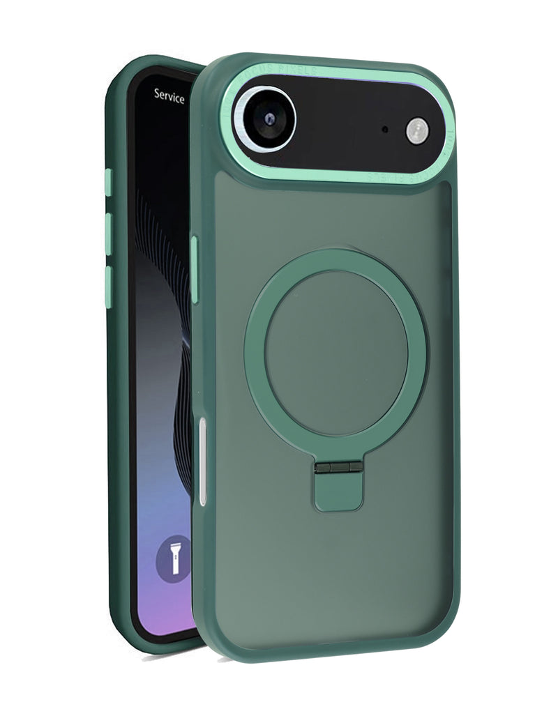 Case de carga inalámbrica con soporte de anillo en color verde, ideal para iPhone, disponible en Guatemala.