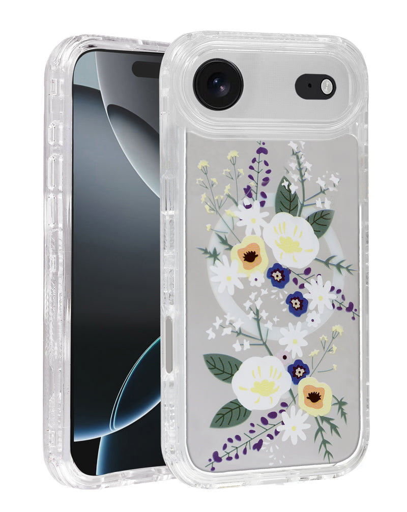Protege tu iPhone Air Style 3 con un case transparente con diseño de flores y cargador inalámbrico en Guatemala.
