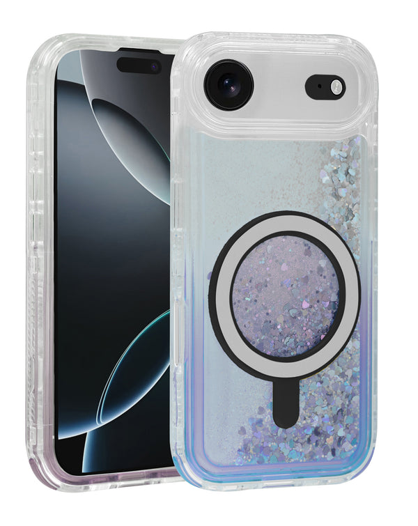 Encuentra la mejor funda protectora con carga inalámbrica y diseño glitter en color azul para iPhone Air en Guatemala.