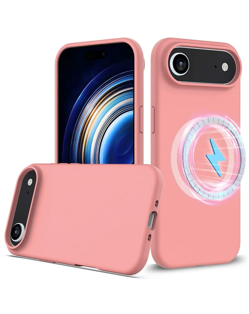 Protege tu iPhone Air con estilo y carga inalámbrica con la funda de silicona soft solid color rosa en Guatemala.