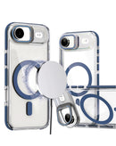 Funda magnetica transparente delgada con soporte para camara iPhone Air AZUL