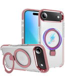 Encuentra la mejor funda transparente magnética con soporte para iPhone Air en Guatemala, ideal para proteger tu dispositivo y con estilo en color rosa.