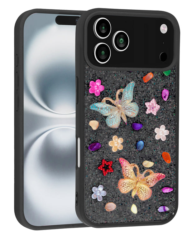 Encuentra la mejor funda de Mariposa con brillos y cristales para iPhone 17 Pro en Guatemala.