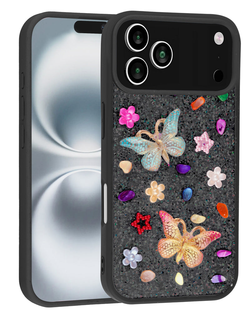 Encuentra la mejor funda de Mariposa con brillos y cristales para iPhone 17 Pro en Guatemala.