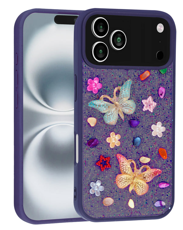Encuentra la mejor Funda Butterfly Glitter Rhinestone DARK PURPLE para tu iPhone 17 Pro en Guatemala.