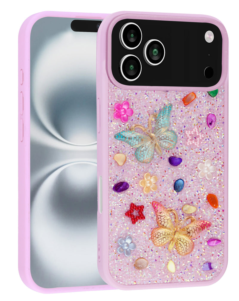Encuentra la mejor funda Butterfly Glitter Rhinestone para tu iPhone 17 Pro en Guatemala.
