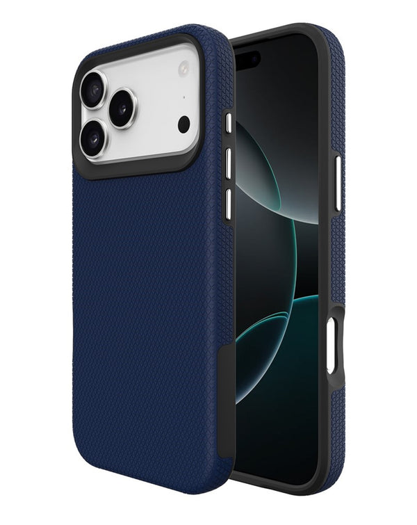 Encuentra la mejor protección para tu iPhone 17 Pro en Guatemala con esta funda de doble capa en color azul con absorción de impactos.