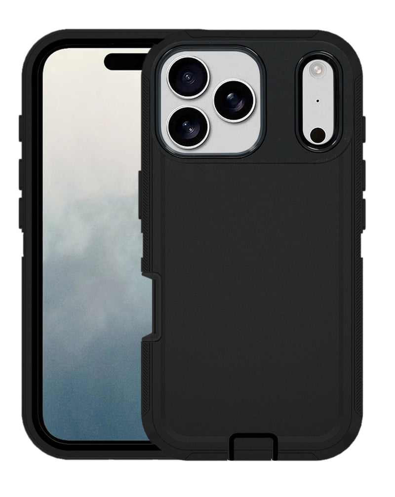 Encuentra la mejor funda heavy duty negra para iPhone 17 Pro en Guatemala con SlowBack, mayorista de accesorios iPhone.