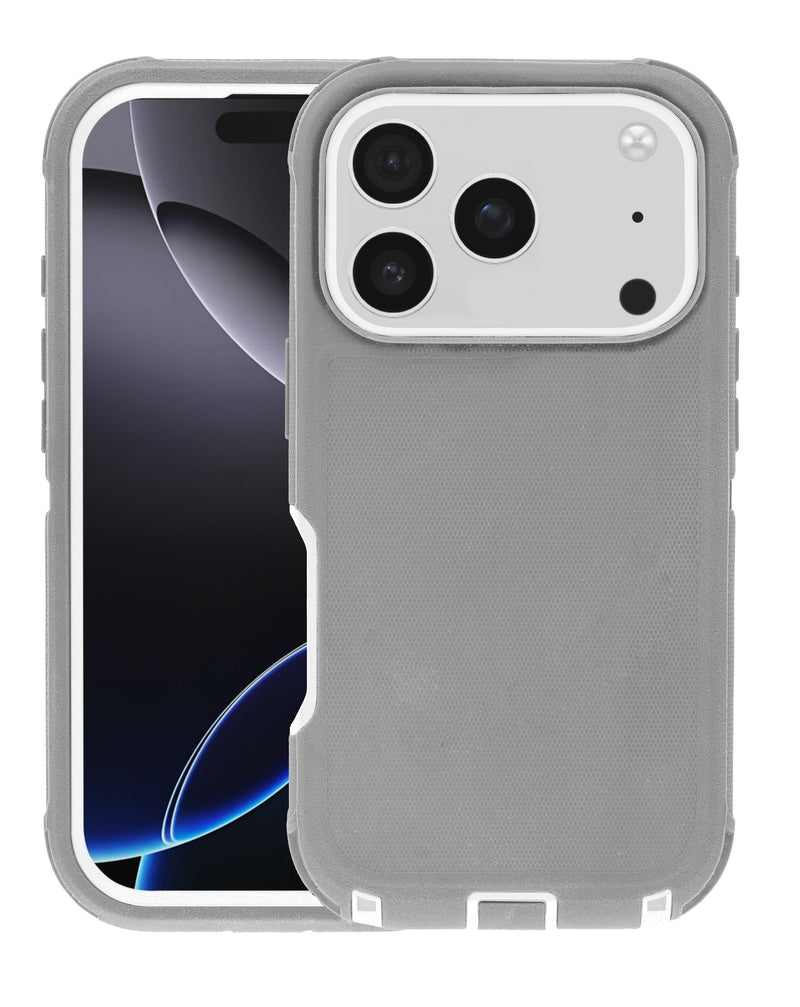 Protector de alta resistencia color gris para iPhone 17 Pro en Guatemala, ideal para proteger tu dispositivo en talleres de reparaciones autorizados.