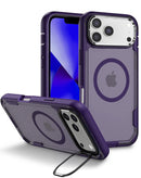 Protege tu iPhone 17 Pro con esta funda antichoque Magsafe en color morado con soporte para cámara en Guatemala.