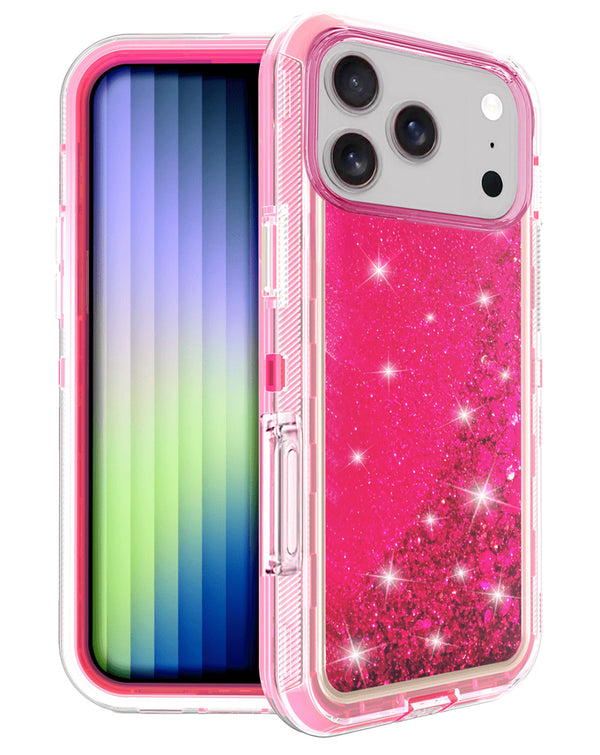 Encuentra la mejor funda bumper glitter liquid en color hot pink para tu iPhone 17 Pro en Guatemala.