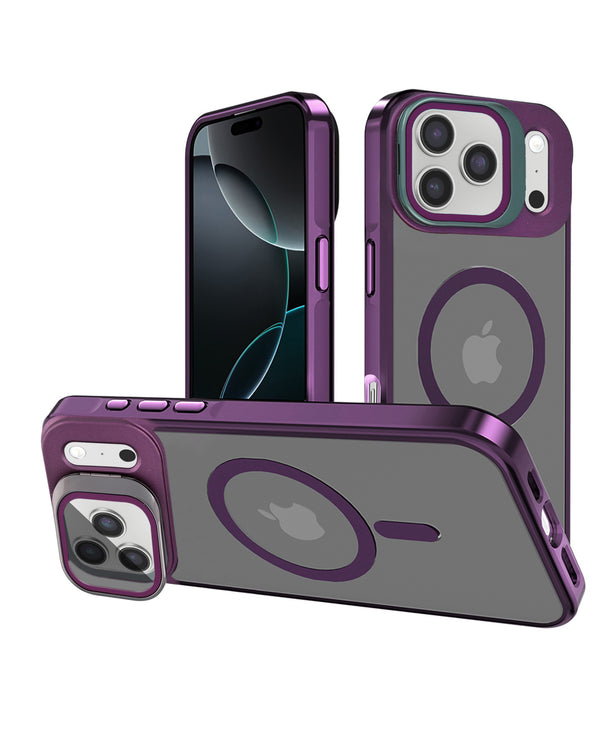 Funda slim transparente con soporte de camara y carga inalambrica iPhone 17 Pro (PURPLE)