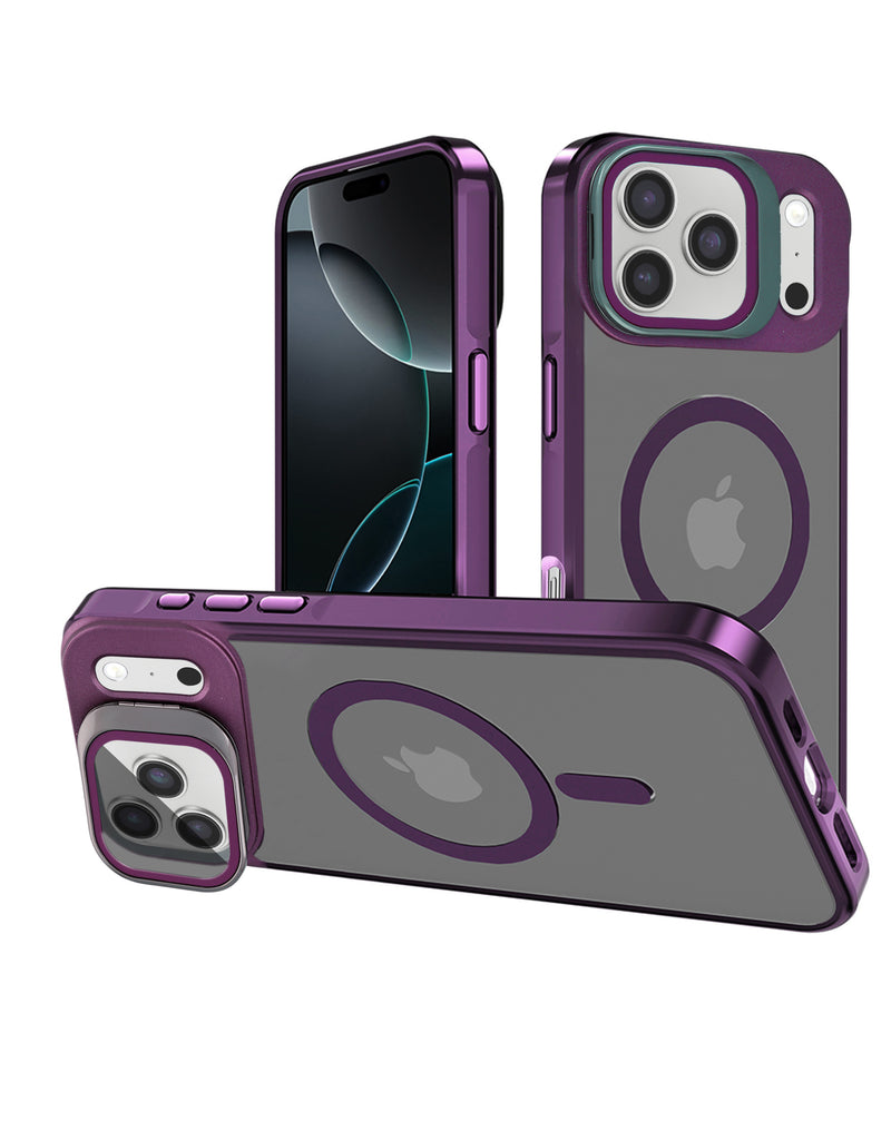 Funda slim transparente con soporte de camara y carga inalambrica iPhone 17 Pro (PURPLE)