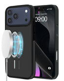 Case de carga inalambrica con diseno de cuero full cover Negro iPhone 17 Pro