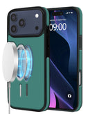 Funda de cuero full cover con carga inalambrica iPhone 17 Pro (DARK GREEN)