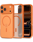 Case de diseño personalizado con carga inalámbrica para iPhone 17 PRO en color naranja en Guatemala.