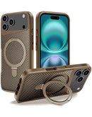 Funda de fibra de carbono magnetica con soporte GOLD iPhone 17 Pro