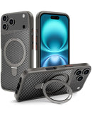 Funda con soporte magnetico de fibra de carbon iPhone 17 Pro GRAY