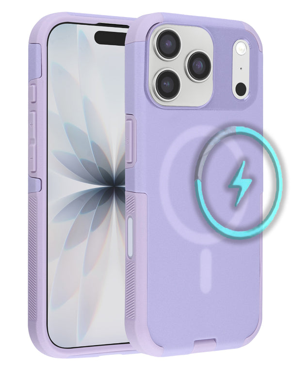 Funda de doble capa con carga inalambrica iPhone 17 Pro PURPLE