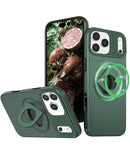 Funda con soporte de anillo y cubierta deslizante para lente de camara iPhone 17 Pro - DARK GREEN