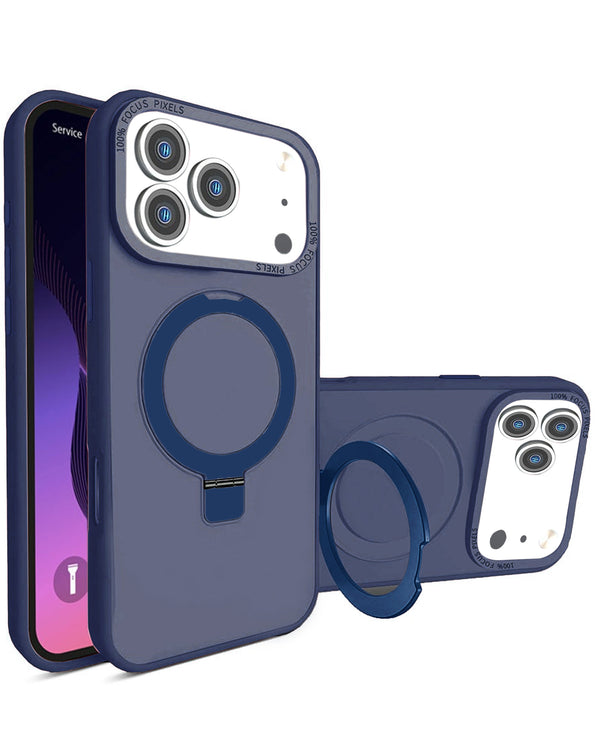 Encuentra la funda de carga inalámbrica Carbon con soporte de anillo para iPhone 17 Pro en Guatemala, disponible en color DARK BLUE en SlowBack.