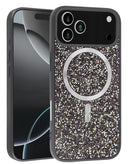 Tapa trasera Bling Diamond Crystal iPhone 17 Pro (Negro y Plateado)