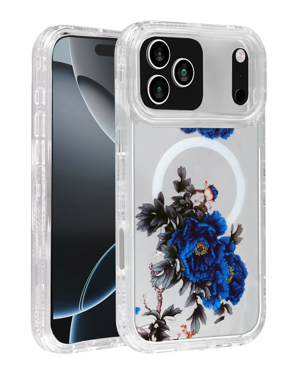 Encuentra la funda transparente Flower Design con cargador wireless para iPhone 17 Pro en Guatemala, ideal para proteger tu teléfono con estilo.
