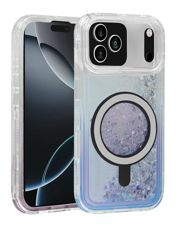 Encuentra la mejor funda protectora glitter liquid con carga inalámbrica para iPhone 17 Pro en Guatemala.