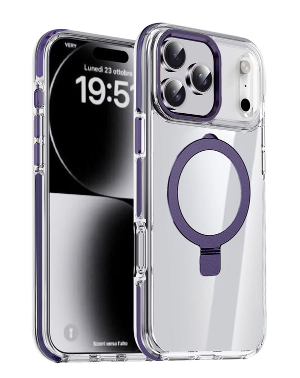 Encuentra la mejor funda magnética transparente con soporte para iPhone 17 Pro en Guatemala.