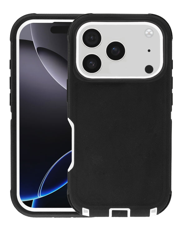 Encuentra la mejor funda heavy duty para tu iPhone 17 Pro Max en Guatemala, disponible en color negro y blanco.