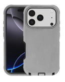 Encuentra el mejor case heavy duty para tu iPhone 17 Pro Max en Guatemala con protección en color gris y negro.